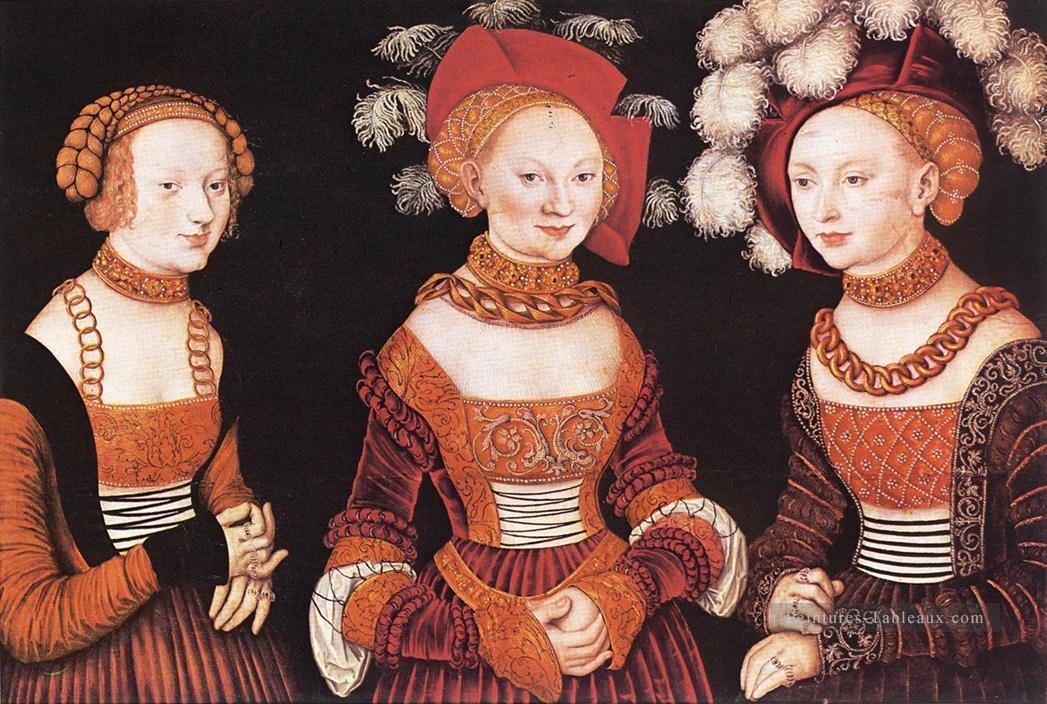 Princesses saxonnes Sibylla Emilia et Sidonia Renaissance Lucas Cranach l’Ancien Peintures à l'huile